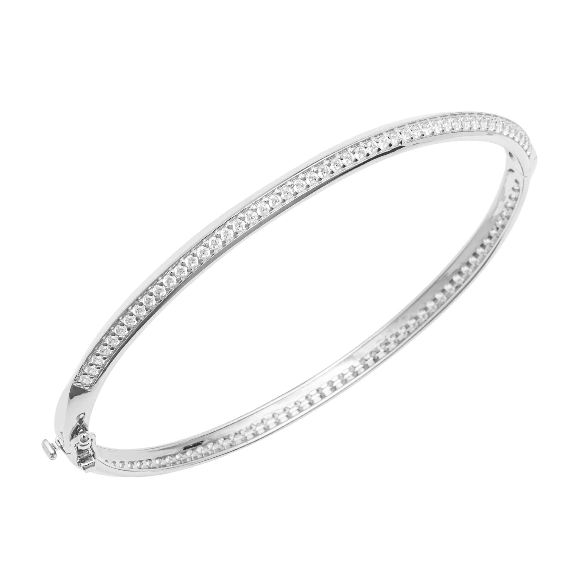 Knife Edge Hinged Bangle with CZ (B5380C)