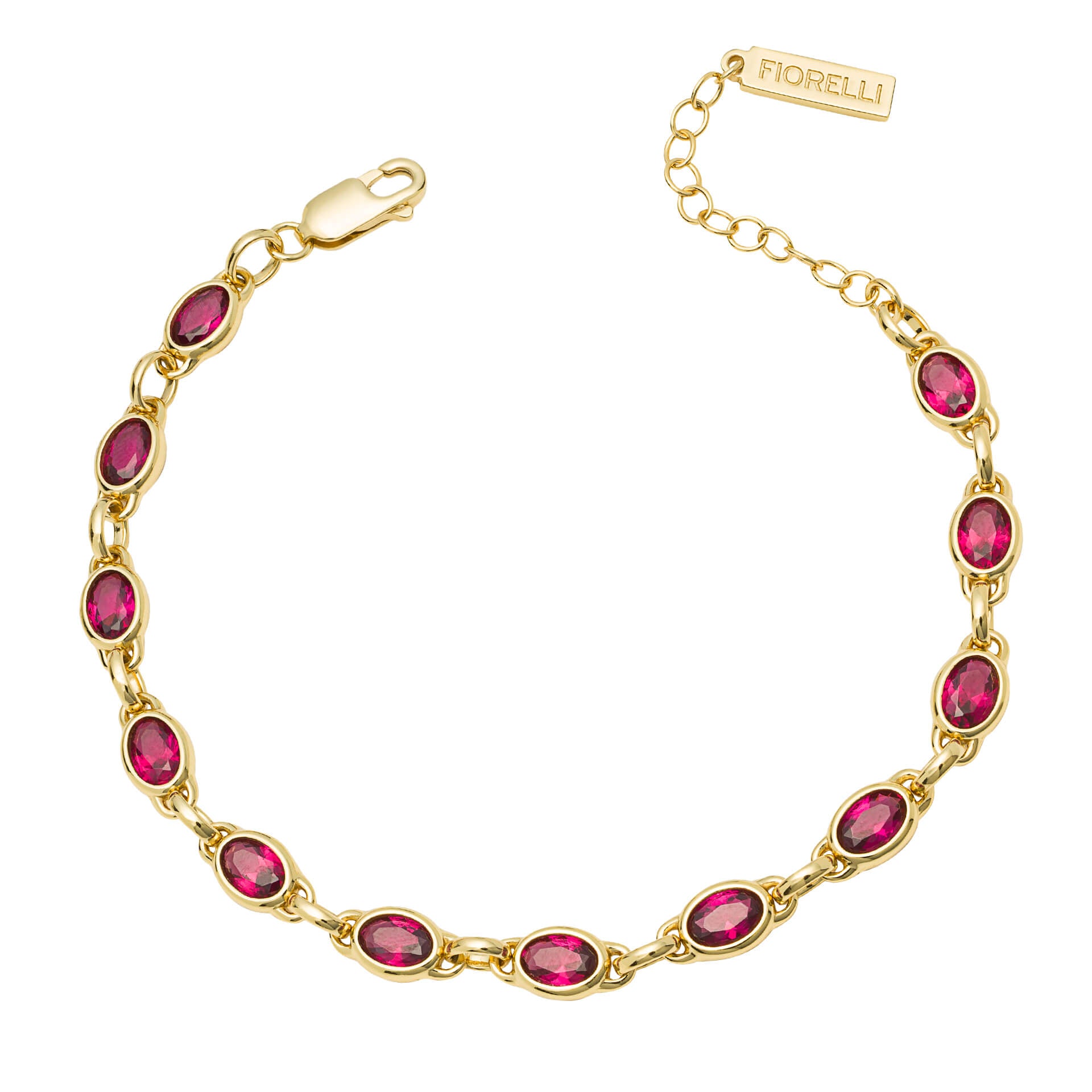 Fuchsia Nano Crystal Bracelet with Yellow Gold Plating (B5384P)