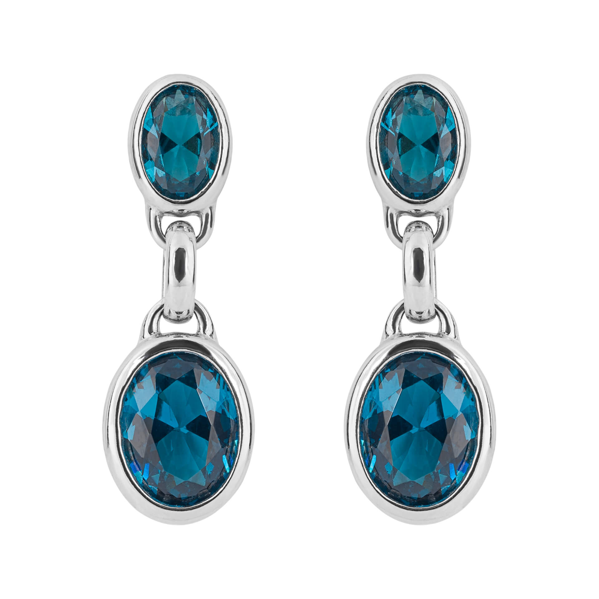 Aqua Nano Crystal Double Drop Earrings (E6225T)