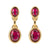 Fuchsia Nano Crystal Double Drop Earrings with Yellow Gold Plating (E6226P)