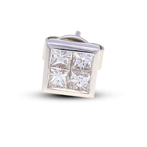 18ct White Gold Square Diamond Studs G777362