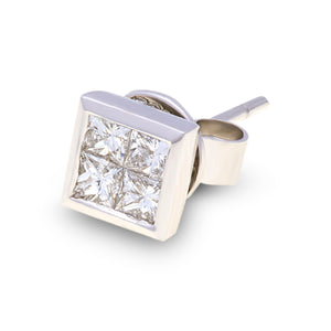 18ct White Gold Square Diamond Studs G777362