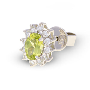 18ct White Gold Peridot Diamond Stud Earrings