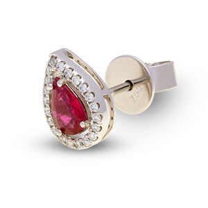 18ct White Gold Ruby Diamond Stud Earrings