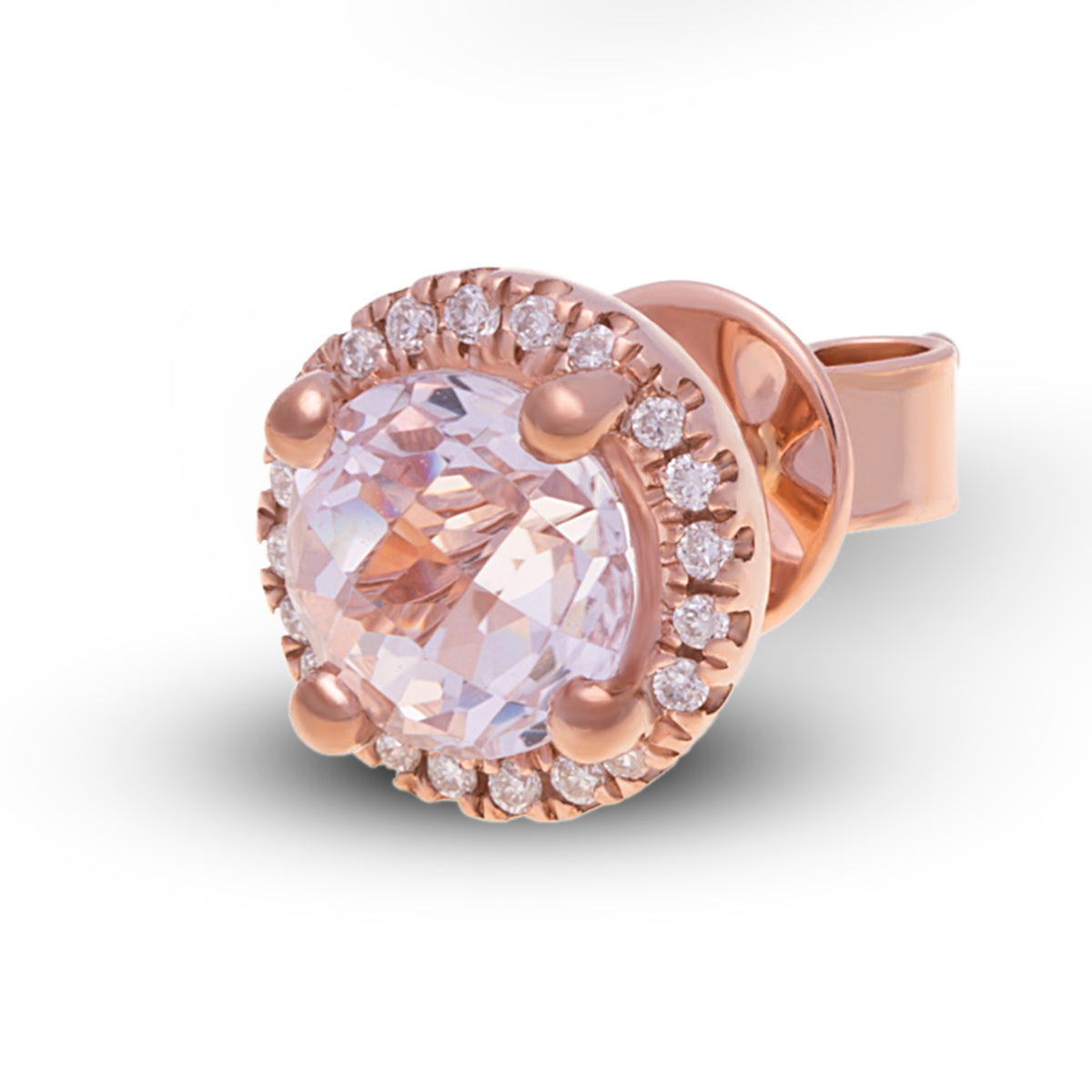 9ct Rose Gold Pink Amethyst Diamond Stud Earrings