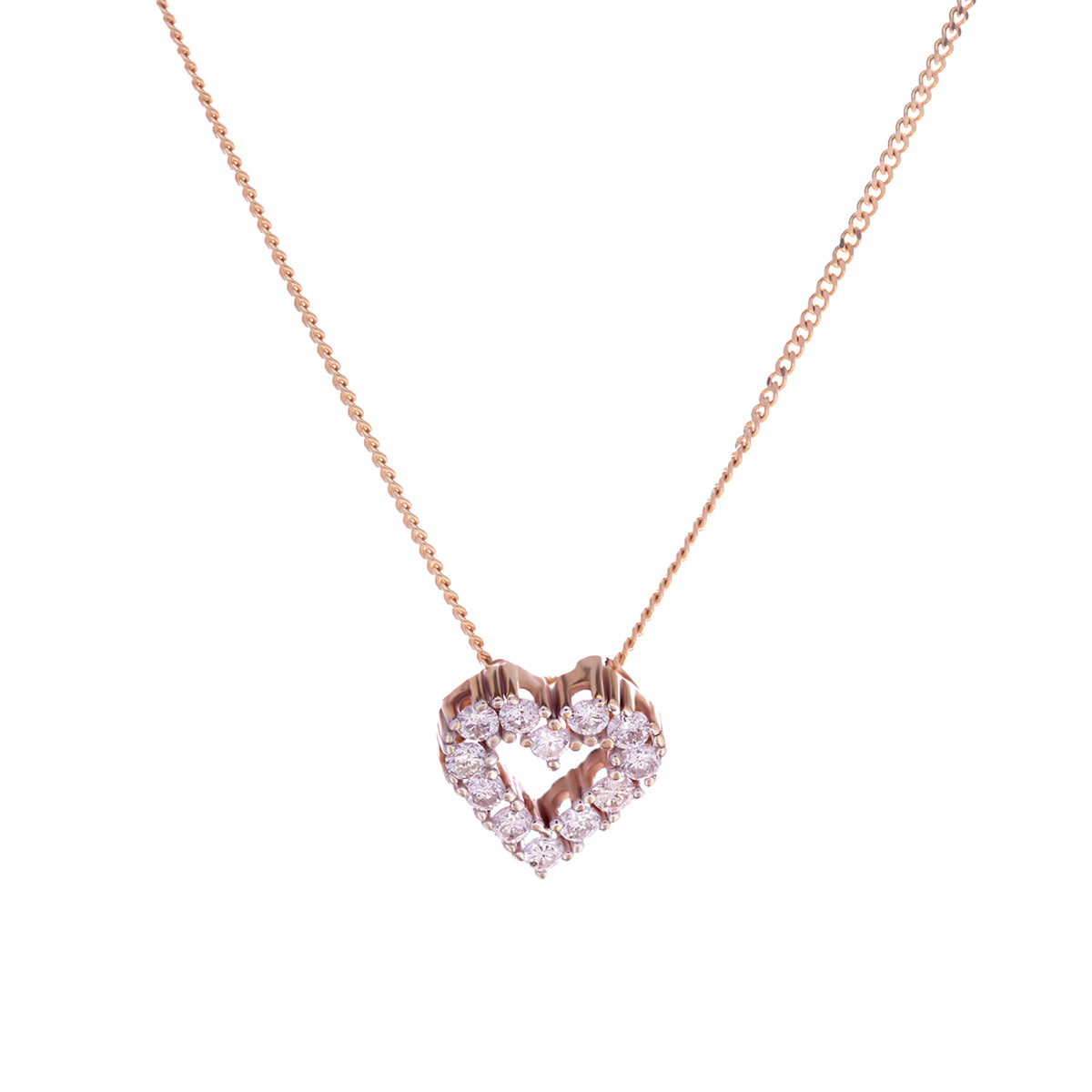 18ct Rose Gold Heart Diamond Necklace