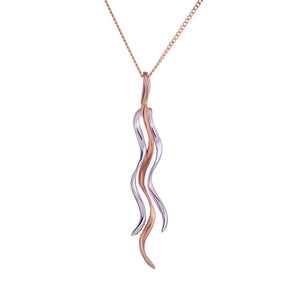 18ct White and Rose Gold Hair style Diamond pendant