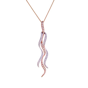 18ct White and Rose Gold Hair style Diamond pendant