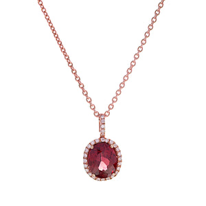 18ct Rose Gold Garnet Diamond Pendant