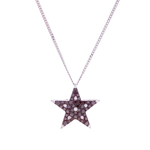 18ct White Gold Black White Diamond Star Pendant - Jewellery ...