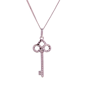 18ct White Gold Diamond Key Pendant