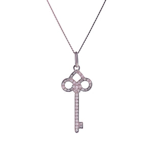 18ct White Gold Diamond Key Pendant