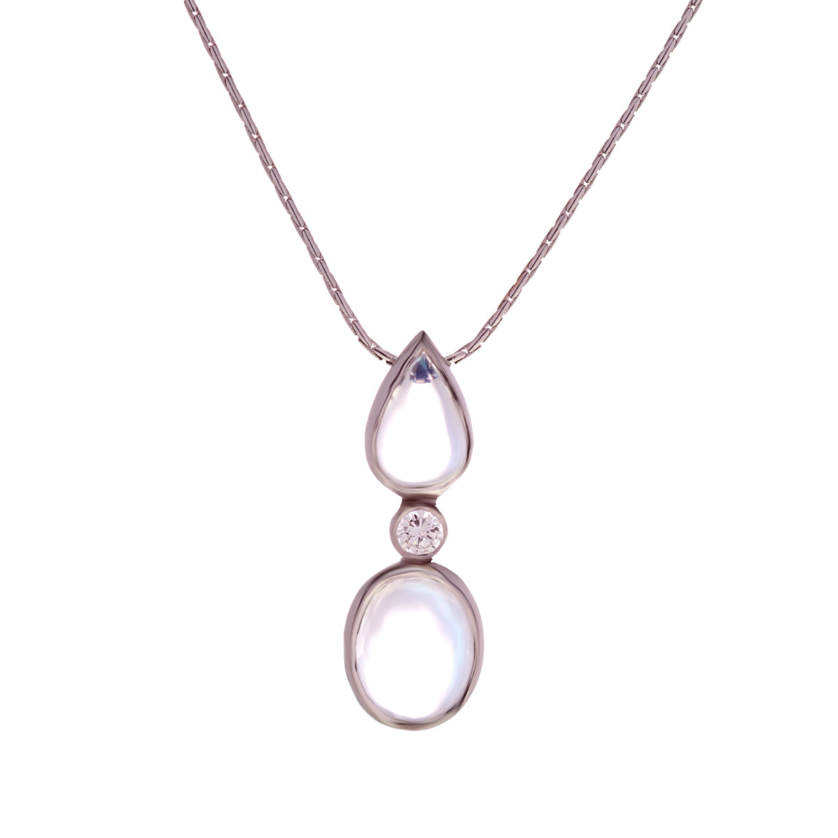 18ct White Gold Moonstone Diamond Necklace