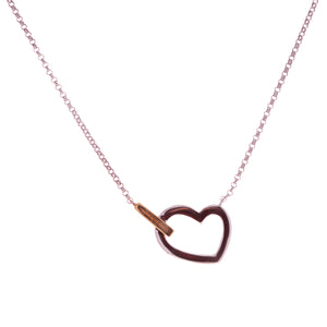 18ct Rose White and Yellow Gold Heart Diamond Necklace