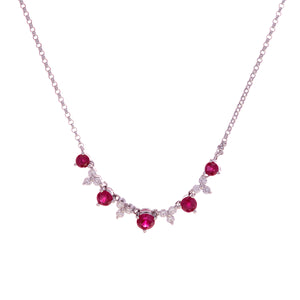 18ct White Gold Ruby Diamond Necklace