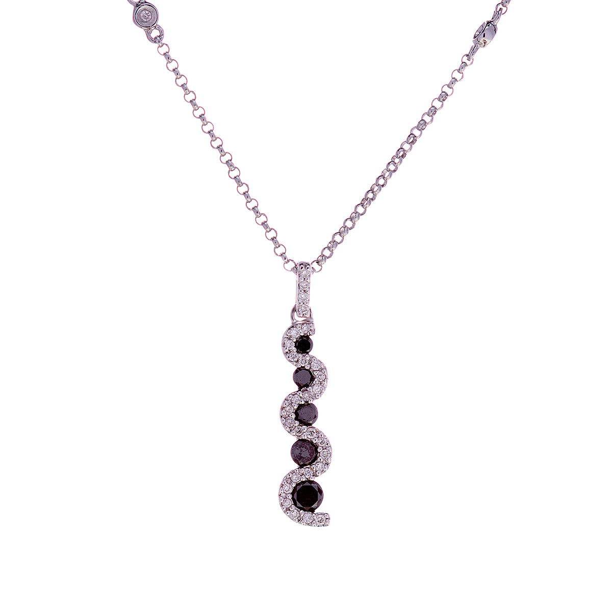 18ct White Gold Black White Diamond Necklace