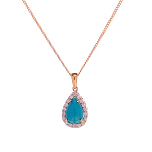 18ct Yellow Gold Turquoise Diamond Pendant