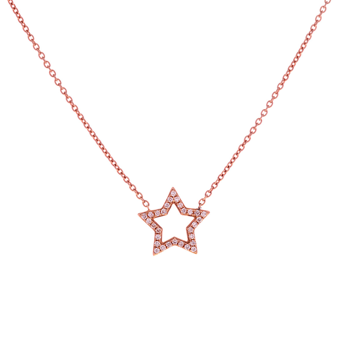 18ct Rose Gold Star Diamond Necklace