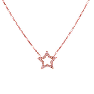 18ct Rose Gold Star Diamond Necklace