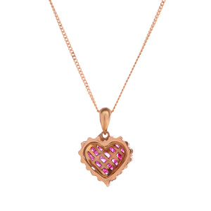 18ct Yellow Gold Ruby Diamond Heart Pendant