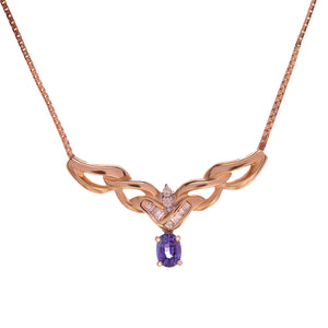 14ct Yellow Gold Tanzanite Diamond Necklace