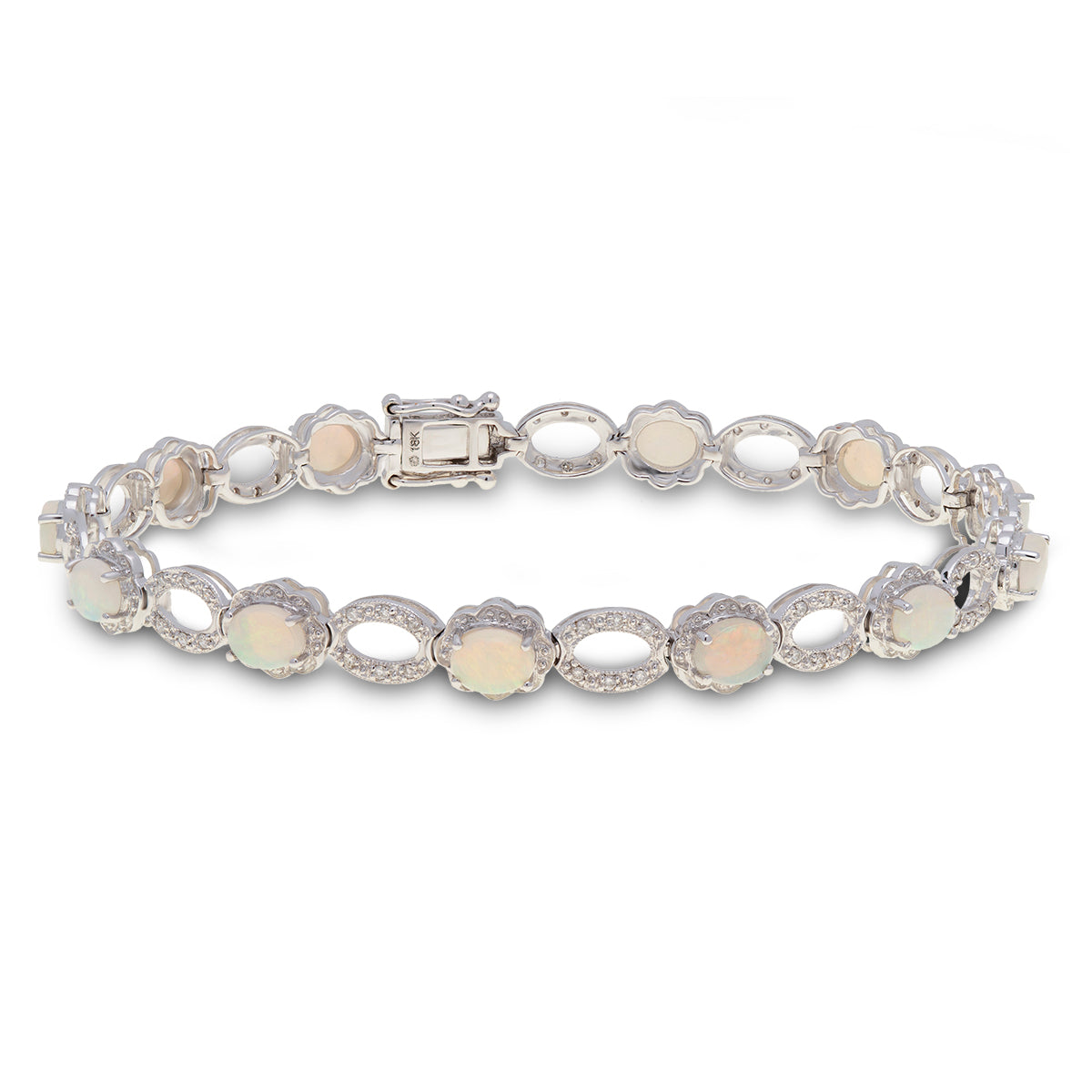 18ct White Gold Opal Diamond Bracelet