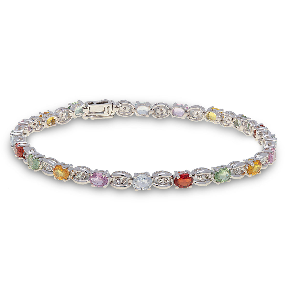 18ct white gold multi colour sapphire and diamond bracelet