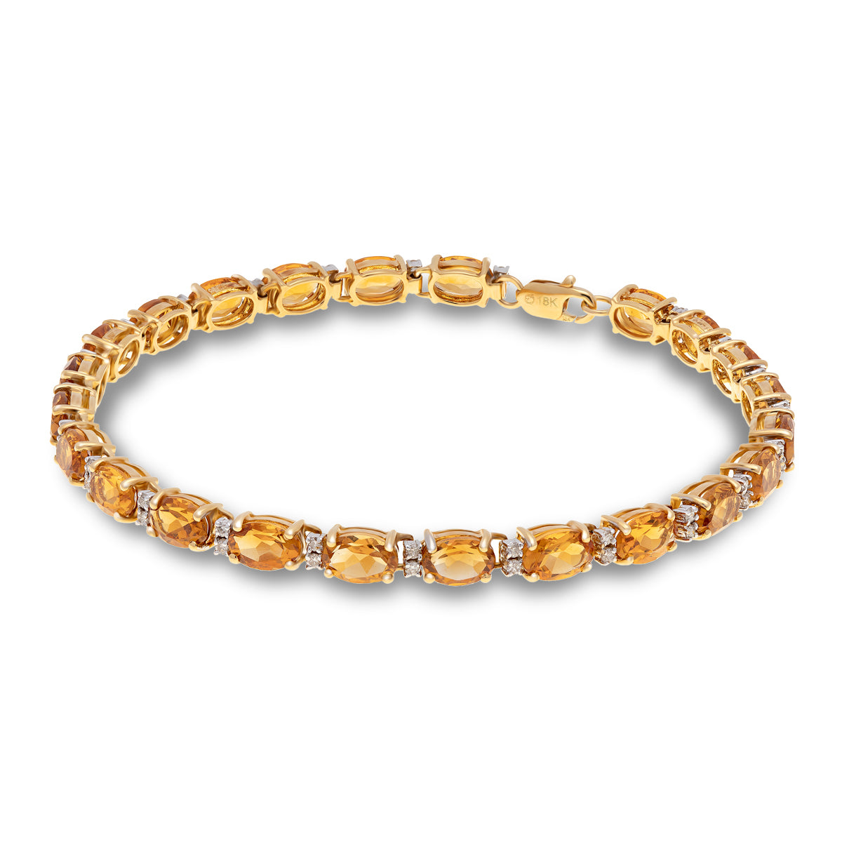 18ct Yellow Gold Citrine Diamond Line Bracelet