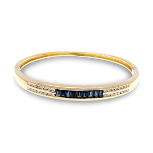 18ct Yellow Gold Sapphire Diamond Bangle